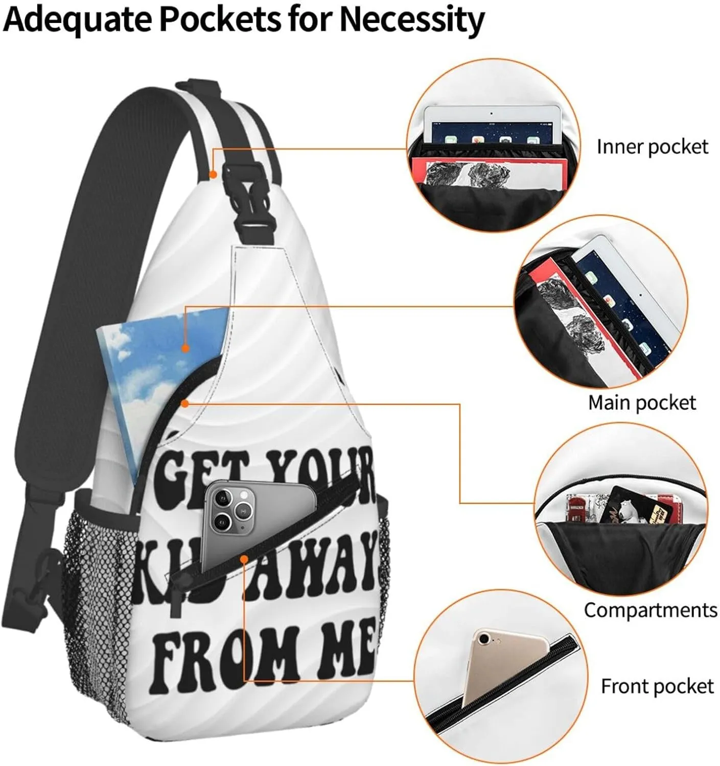 Get Your Kid Aways From Me Small Crossbody Backpack Sling Bag For Men Women Mini One Shoulder Chest Bags Gym Sport Travel Hiking Daypack