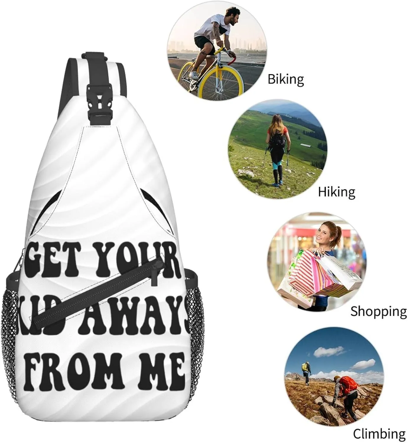 Get Your Kid Aways From Me Small Crossbody Backpack Sling Bag For Men Women Mini One Shoulder Chest Bags Gym Sport Travel Hiking Daypack