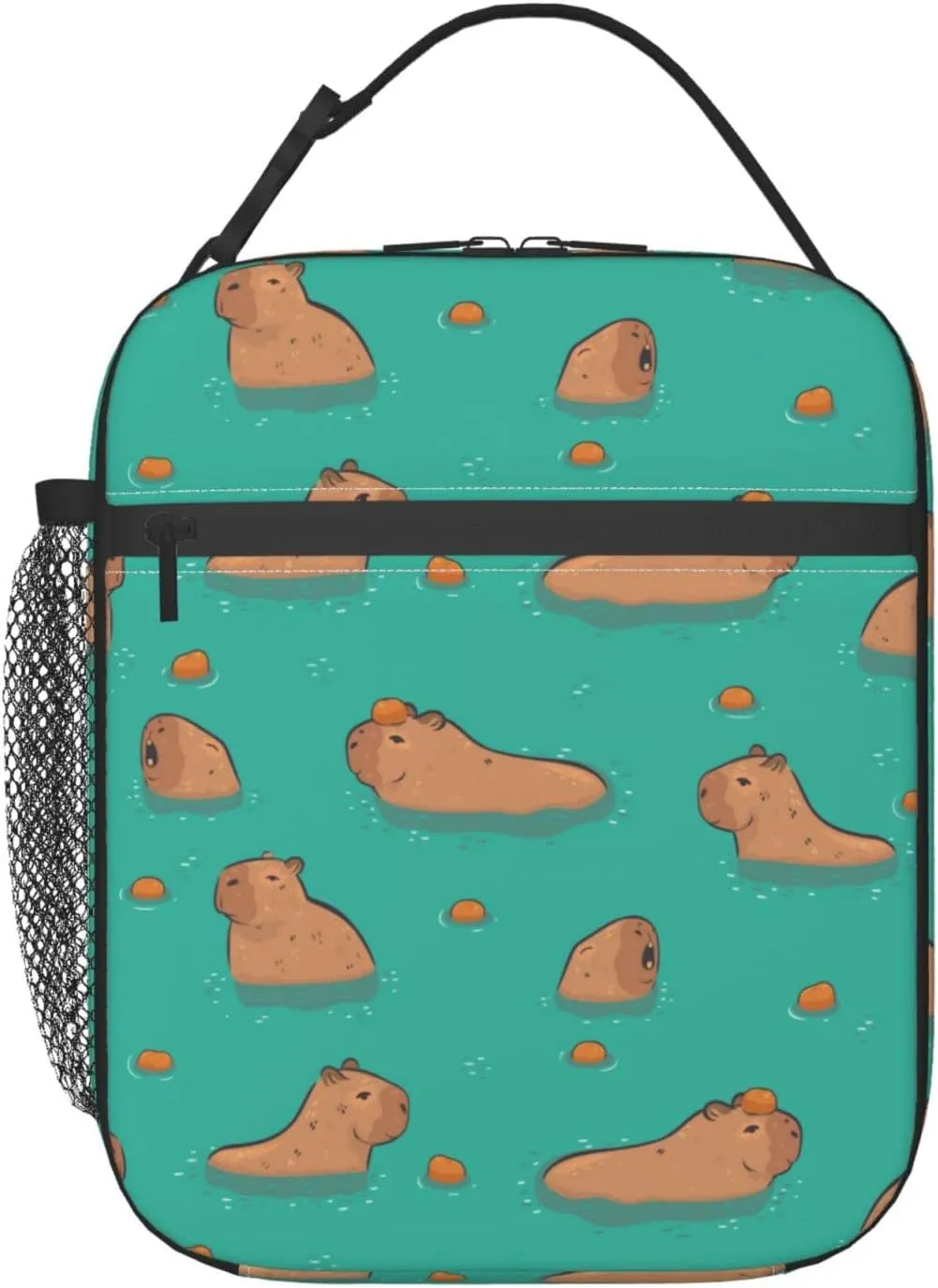 Gianlaima Cute Capybara Play Eat Food Insulated Lunch Box For Women Man, Portable Lunch Bag Reusable Cooler Tote For Office Work Travel Picnic Camping Beach