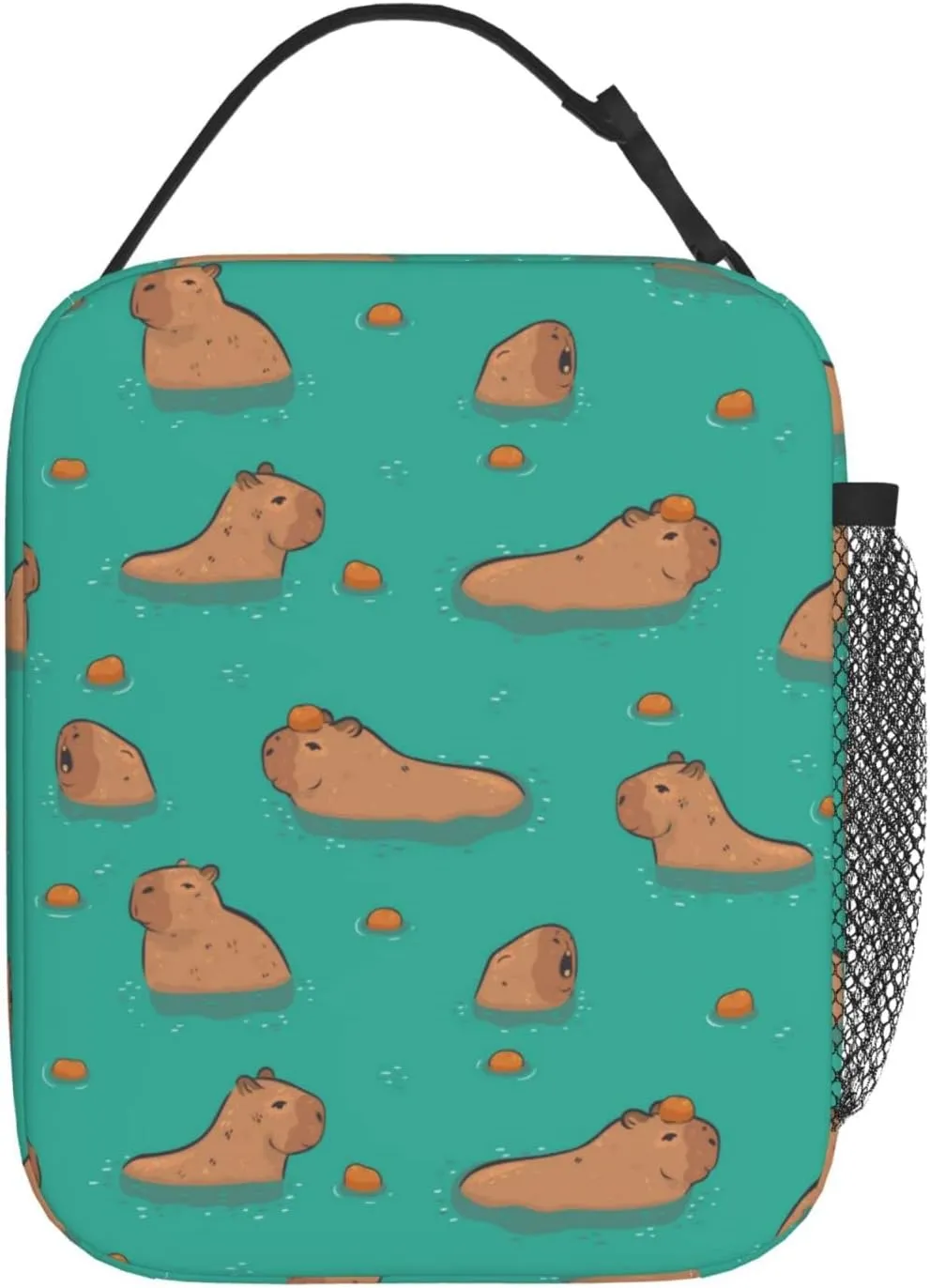 Gianlaima Cute Capybara Play Eat Food Insulated Lunch Box For Women Man, Portable Lunch Bag Reusable Cooler Tote For Office Work Travel Picnic Camping Beach