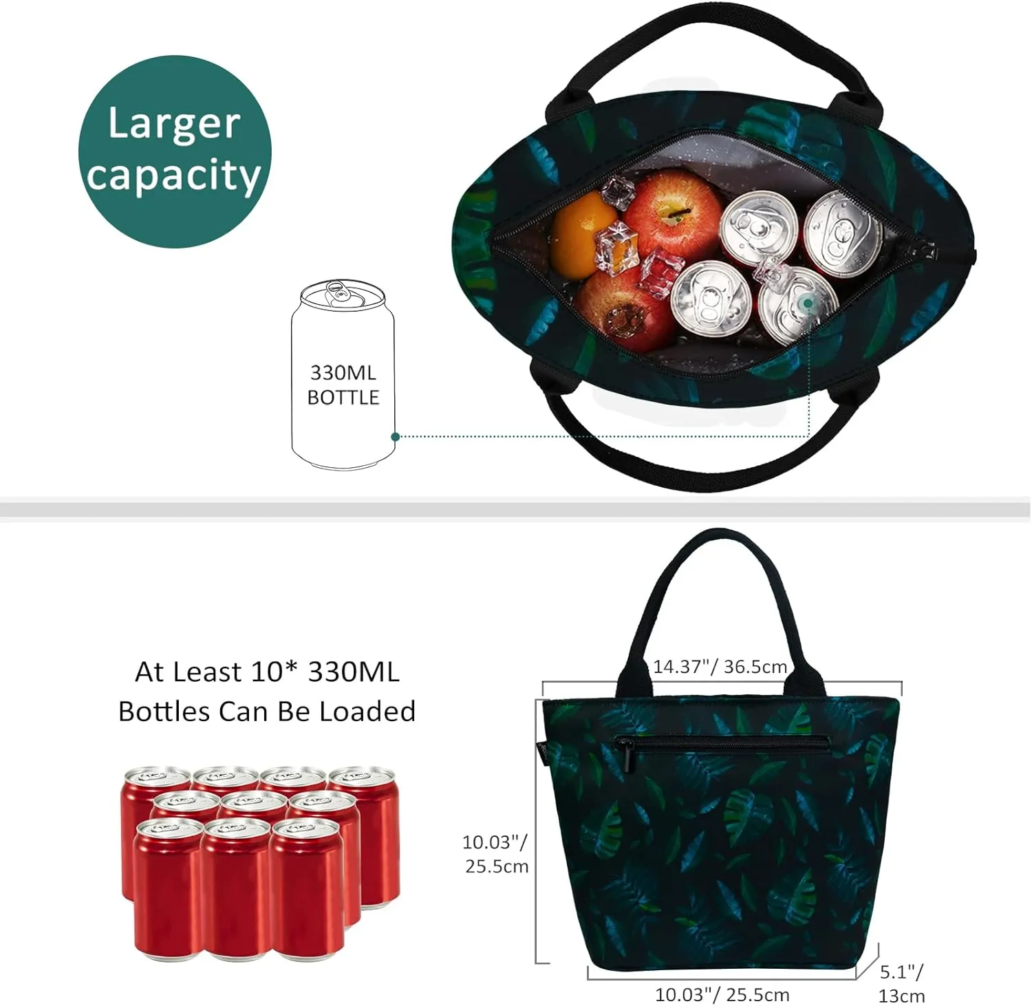 Gloppie Lunch Bag Women Lunch Box Insulated Tote Bag for Work Leakproof Lunch Bags Cooler Bags Plantain Leaf 9L