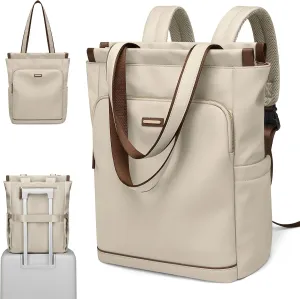 GOLF SUPAGS Convertible Laptop Backpack for Women Casual Daypack Notebook Tote Bag for Work College Travel Leisure (Apricot)