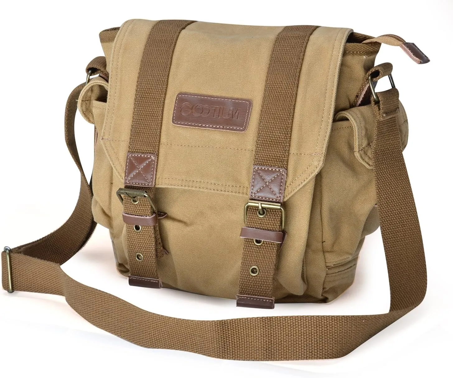 Gootium Canvas Messenger Bag - Small Vintage Shoulder Purse Crossbody Satchel