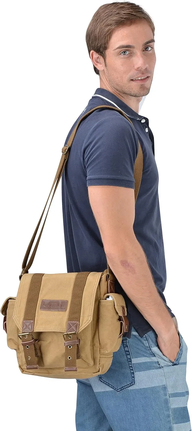 Gootium Canvas Messenger Bag - Small Vintage Shoulder Purse Crossbody Satchel