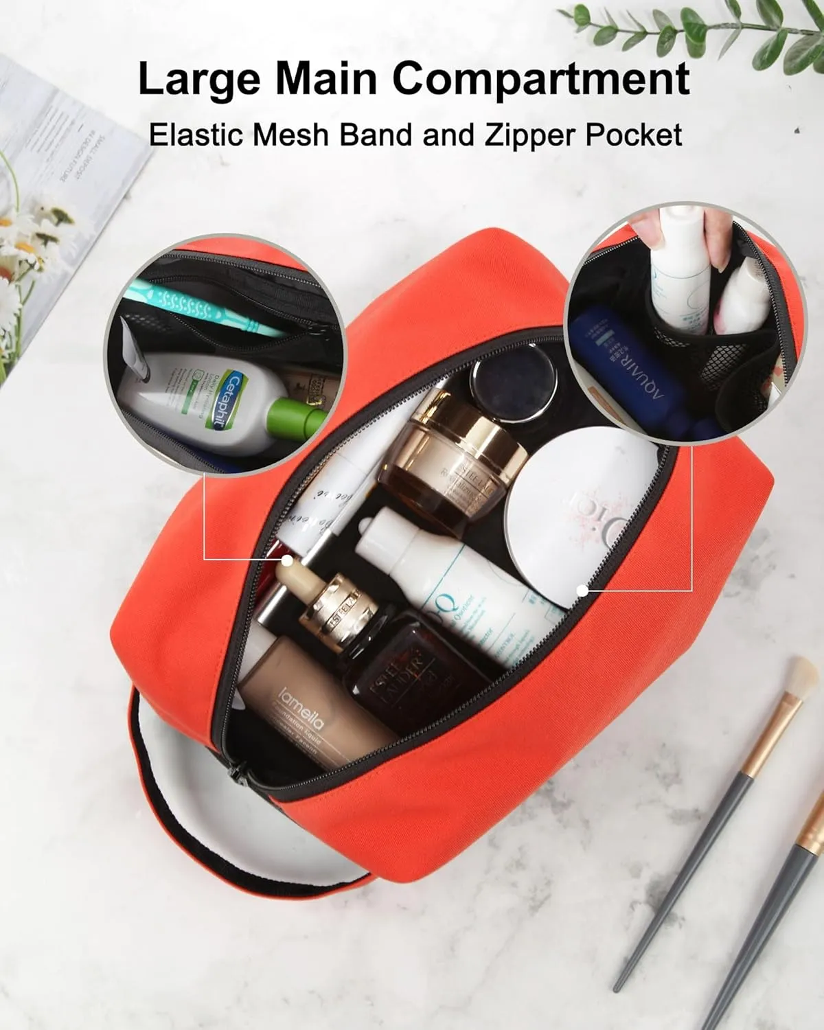 GOX Mens Toiletry Travel Bag Dopp Kit Case Water-resistant Shaving Bag for Toiletries Accessories Portable toiletry bag for Brushes Tools (Orange)