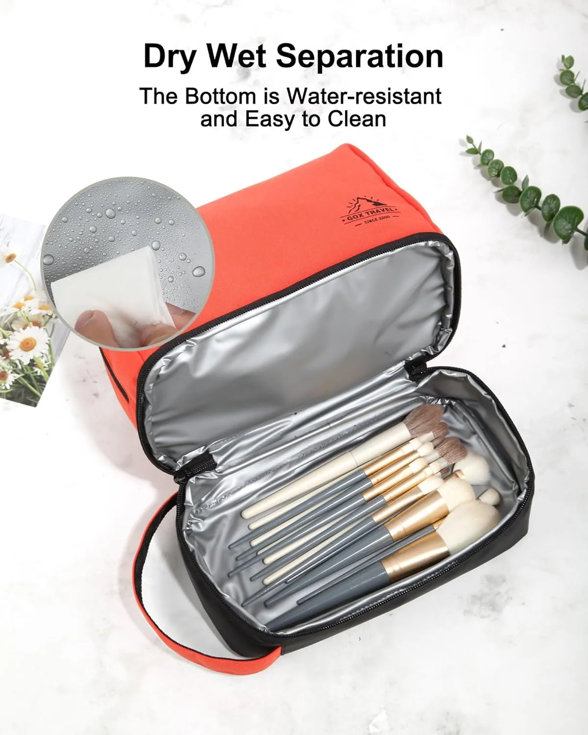 GOX Mens Toiletry Travel Bag Dopp Kit Case Water-resistant Shaving Bag for Toiletries Accessories Portable toiletry bag for Brushes Tools (Orange)