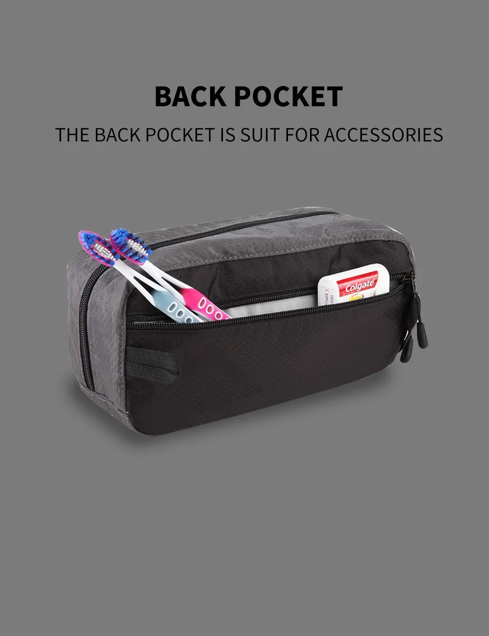 GOX Small Travel Toiletry Bag, Dopp Kit Case For Men, Multifunction Organizer Pouch(Black/Grey)