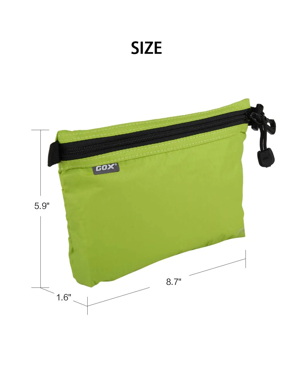 GOX Travel Toiletry Bag Carry On Zipper Pouch Cosmetic Kit Makeup Digital Bag Water Resistant Nylon (Green)