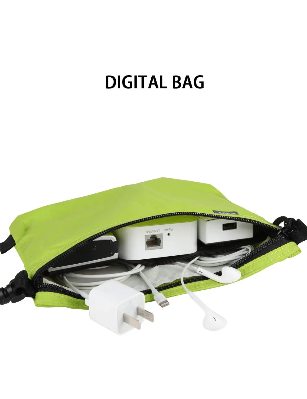 GOX Travel Toiletry Bag Carry On Zipper Pouch Cosmetic Kit Makeup Digital Bag Water Resistant Nylon (Green)