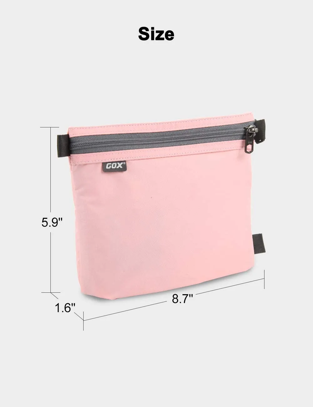 GOX Travel Toiletry Bag Carry On Zipper Pouch Cosmetic Kit Makeup Digital Bag Water Resistant Nylon (Pink)