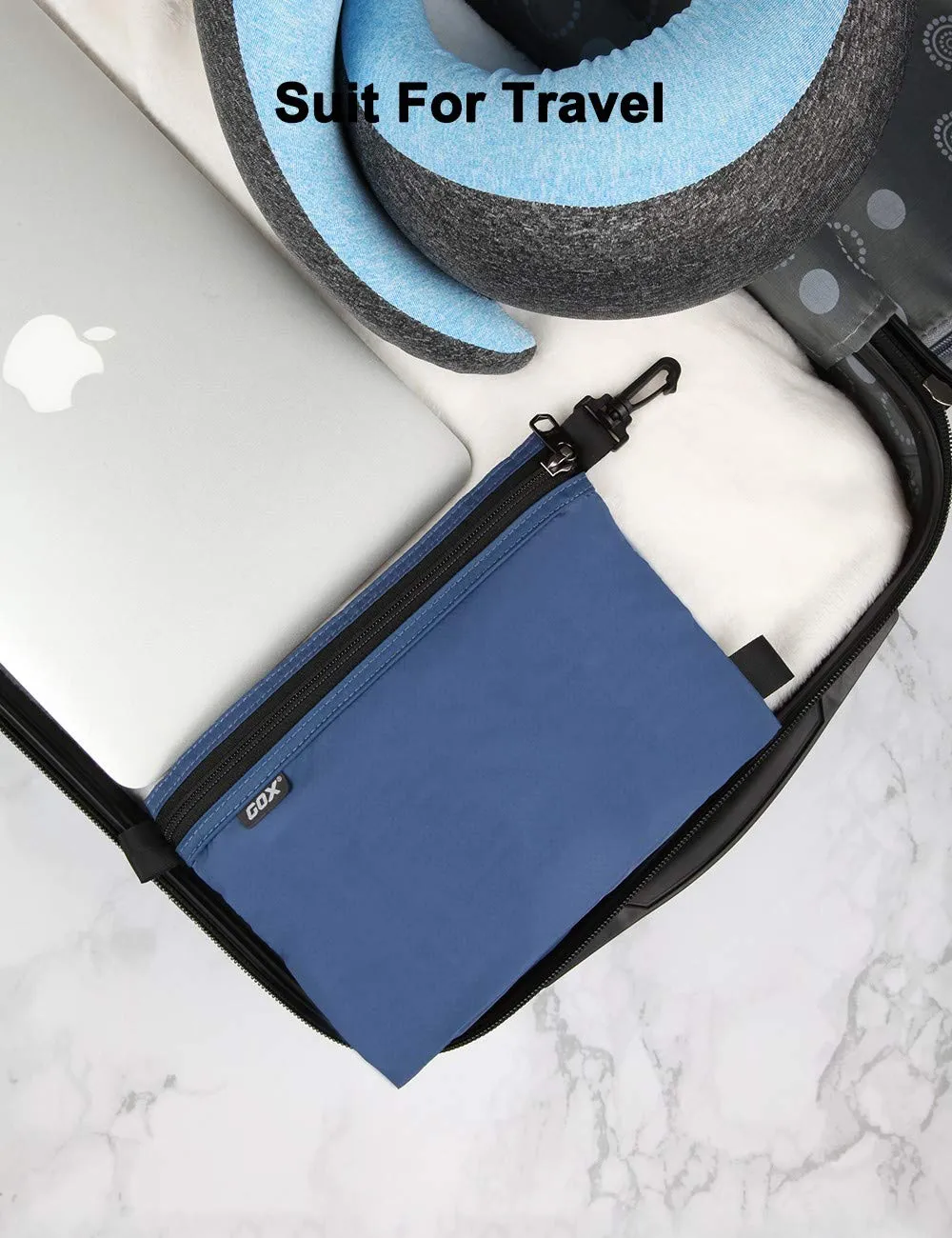 GOX Travel Toiletry Bag Carry On Zipper Pouch Cosmetic Kit Makeup Digital Bag Water Resistant Nylon（navy …