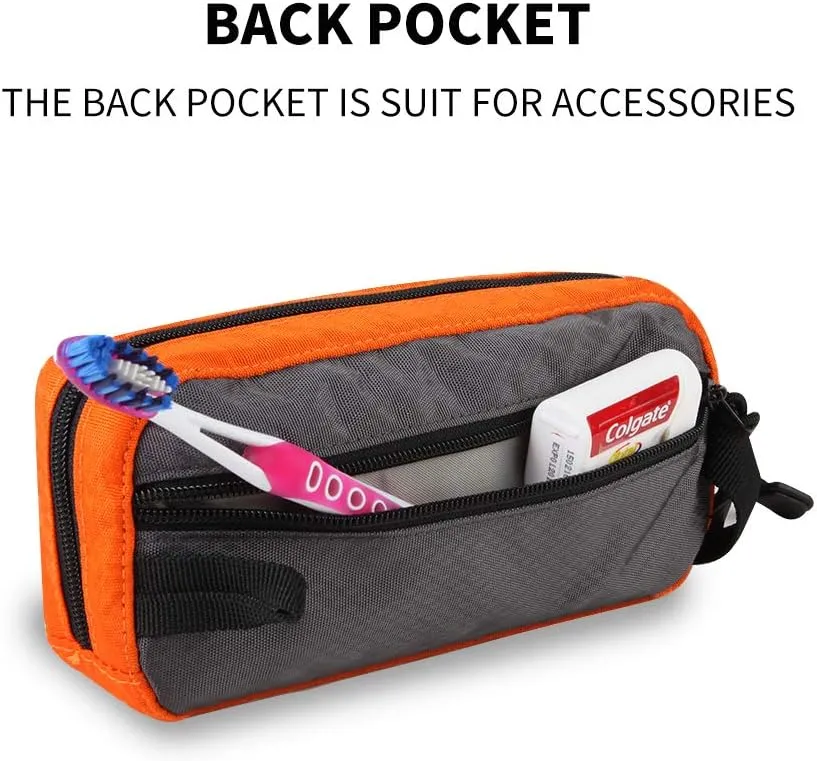GOX Travel Toiletry Bag Dopp Kit Case for Men Multifunction Packing Organizer Pouch(Orange/Grey)