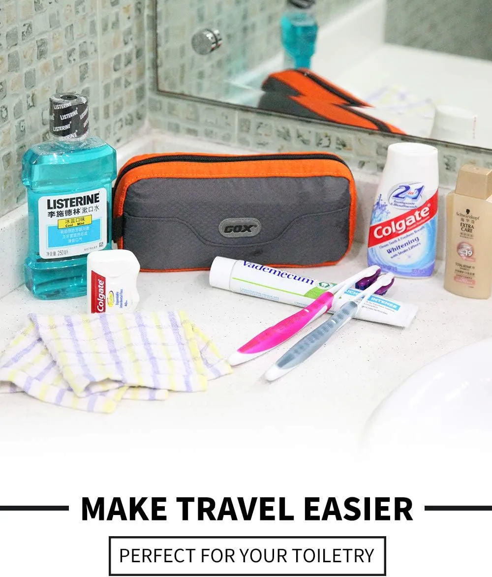 GOX Travel Toiletry Bag Dopp Kit Case for Men Multifunction Packing Organizer Pouch(Orange/Grey)