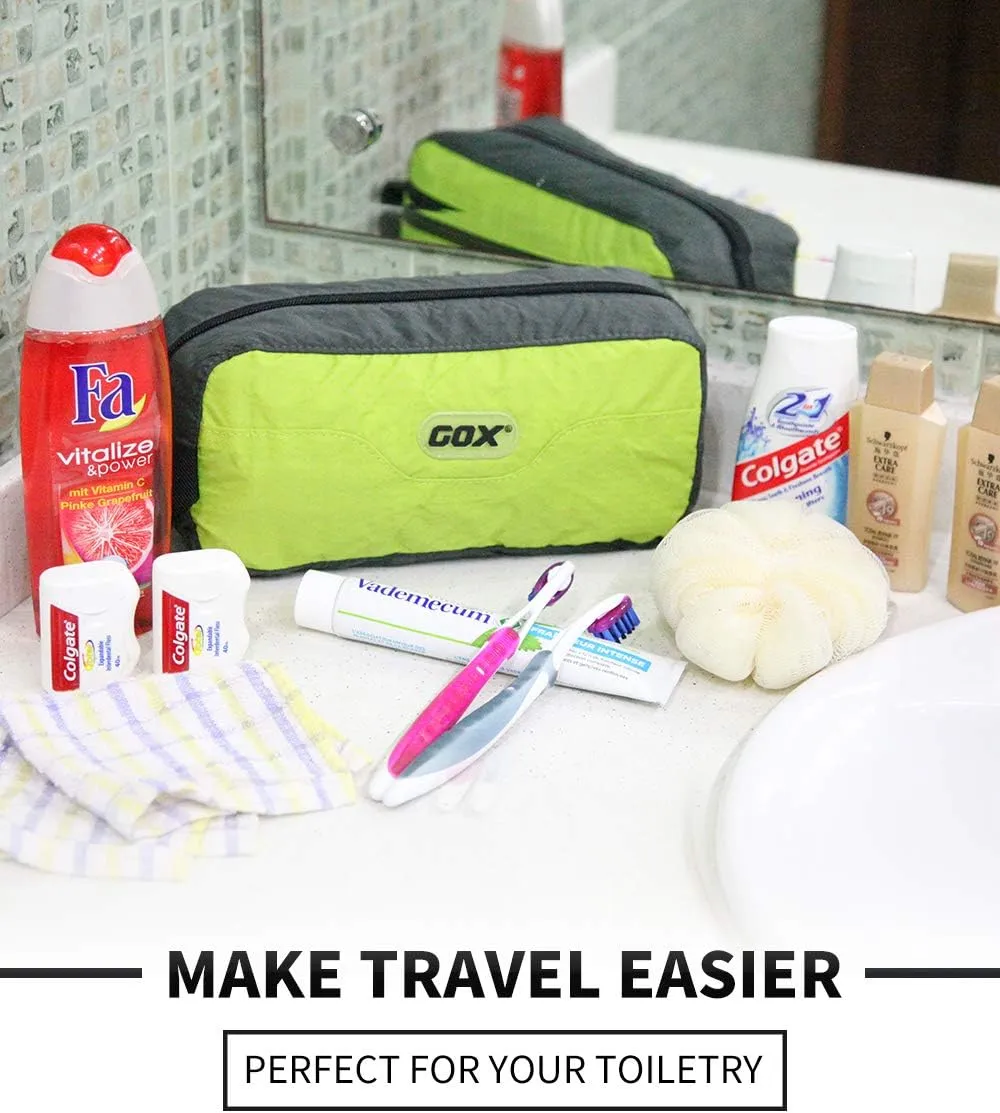 GOX Travel Toiletry Bag Dopp Kit Case Small Zippered Bag Ditty Bag Bathroom Pouch for Women(Green)