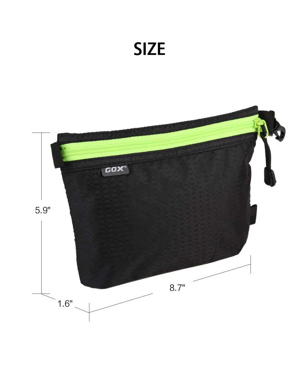 GOX Ultra Light Carry On Zipper Pouch Toiletry Bag Packing Sack Makeup Bag Digital bag (Black)