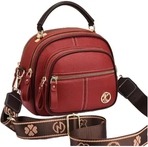 Gpmsign Bags, Gpmsign Crossbody Leather Bags, Multifunctional Compartment Adjustable Wide Shoulder Strap Leather Bag (Red)