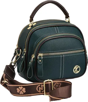 Gpmsign Leather Bag, Multifunctional Compartment Adjustable Wide Shoulder Strap Leather Bag