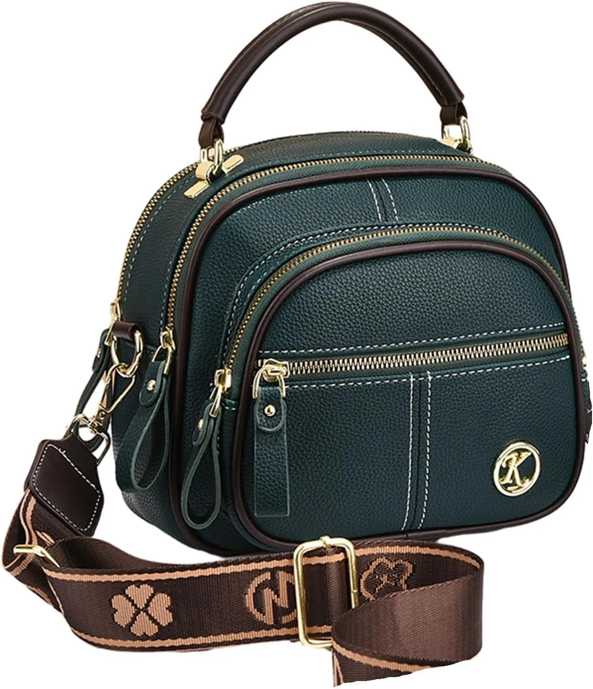 Gpmsign Leather Bag, Multifunctional Compartment Adjustable Wide Shoulder Strap Leather Bag