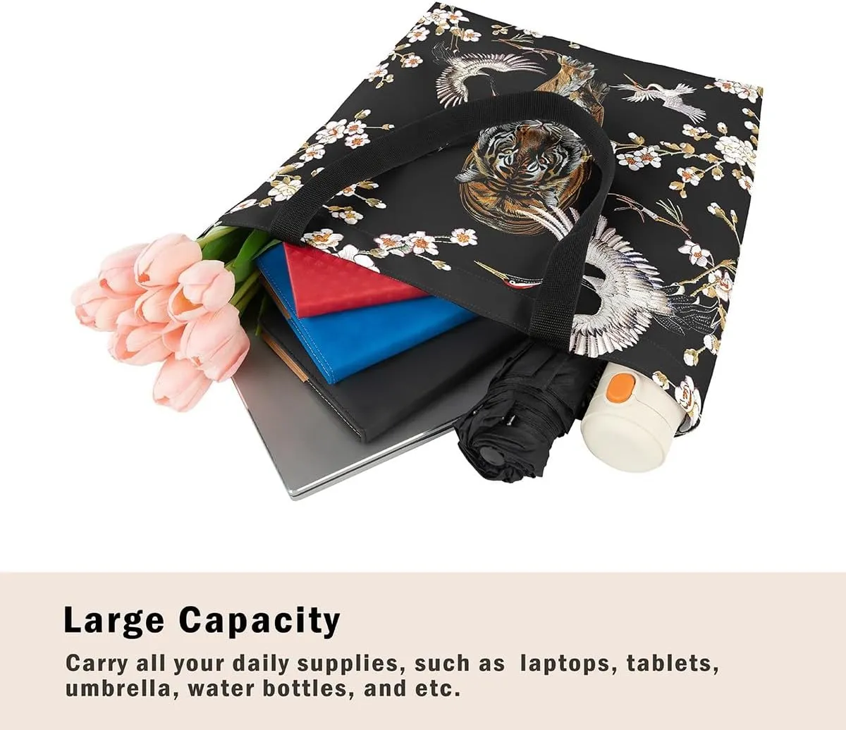 Gradient Swirl Canvas Tote Bag,Galaxy Tie Dye Travel Shopping Bag Bohemian Datura Mandala Circle Shoulder Bag