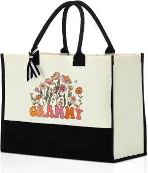 Grandma Aunt Mother in Law Mom Godmother Gifts Waterproof Canvas Tote Bag Beach Bag for Women Birthday Christmas