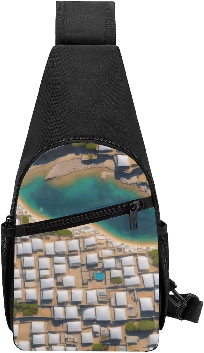Greek Architecture Printed Patterns Sling Bags For Man And Women Crossbody Chest Bag Shoulder Bag For Casual Sport Daypack