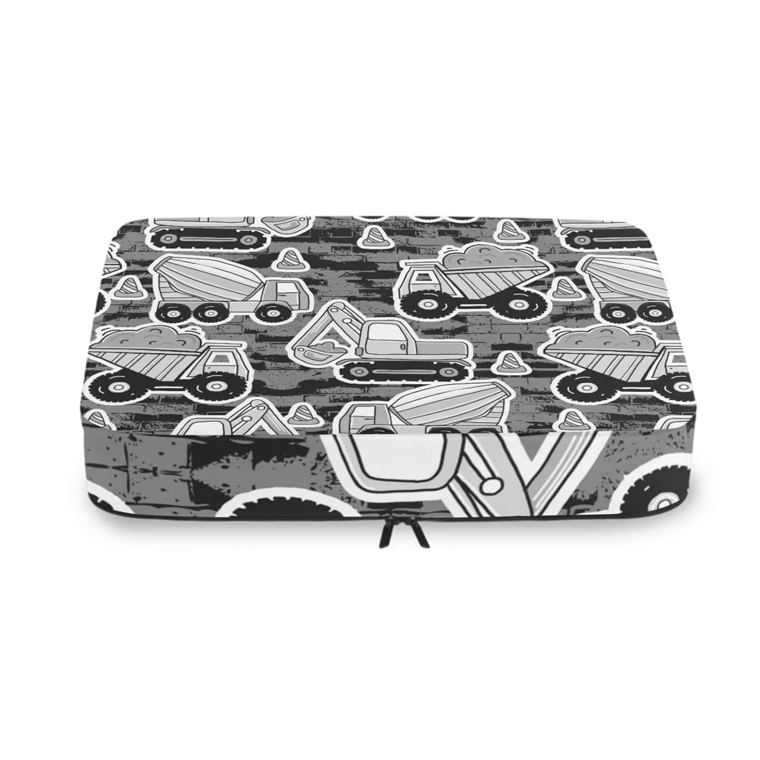 Grey Construction Machinery with Truck Crane and Bulldozer on Grey 4 Set Packing Cubes, Travel Packing Organizers, 600D Oxford Cloth Toiletry Storage Bag, Luggage Mesh Bags for Accessories