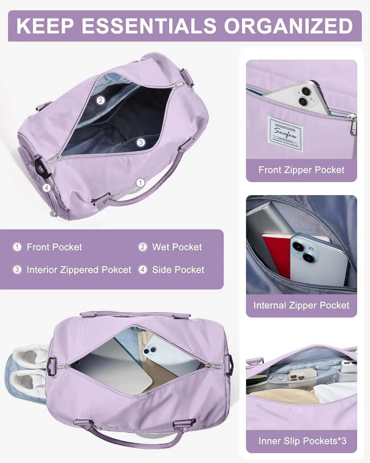 Gym Bag Womens Mens with Shoes Compartment and Wet Pocket Travel Duffel Bag for Women for Plane Sport Gym Tote Bags with Toiletry Bag Waterproof Weekend Overnight Bag Carry on Bag Hospital Holdalls