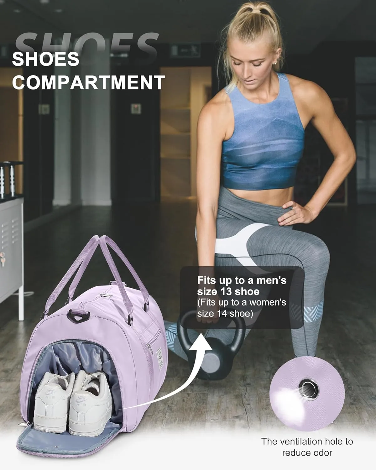 Gym Bag Womens Mens with Shoes Compartment and Wet Pocket Travel Duffel Bag for Women for Plane Sport Gym Tote Bags with Toiletry Bag Waterproof Weekend Overnight Bag Carry on Bag Hospital Holdalls