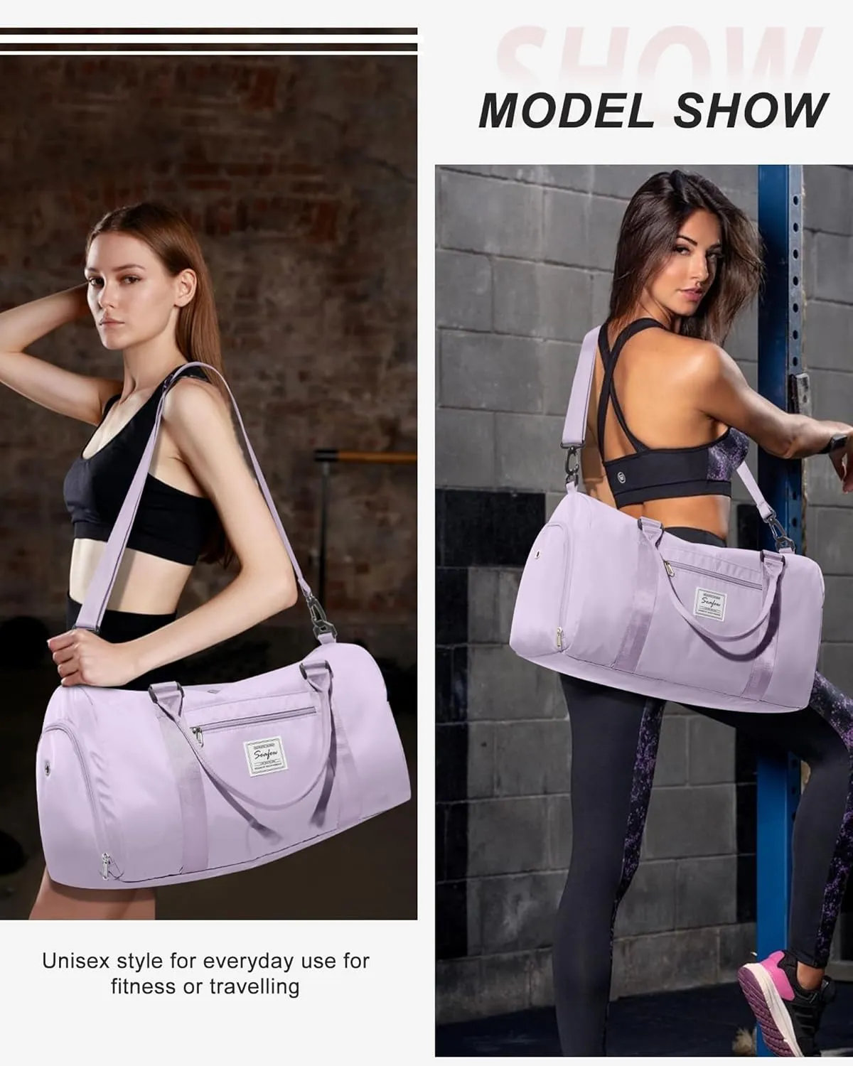 Gym Bag Womens Mens with Shoes Compartment and Wet Pocket Travel Duffel Bag for Women for Plane Sport Gym Tote Bags with Toiletry Bag Waterproof Weekend Overnight Bag Carry on Bag Hospital Holdalls