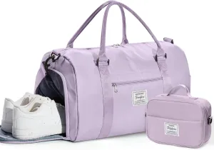 Gym Bag Womens Mens with Shoes Compartment and Wet Pocket Travel Duffel Bag for Women for Plane Sport Gym Tote Bags with Toiletry Bag Waterproof Weekend Overnight Bag Carry on Bag Hospital Holdalls
