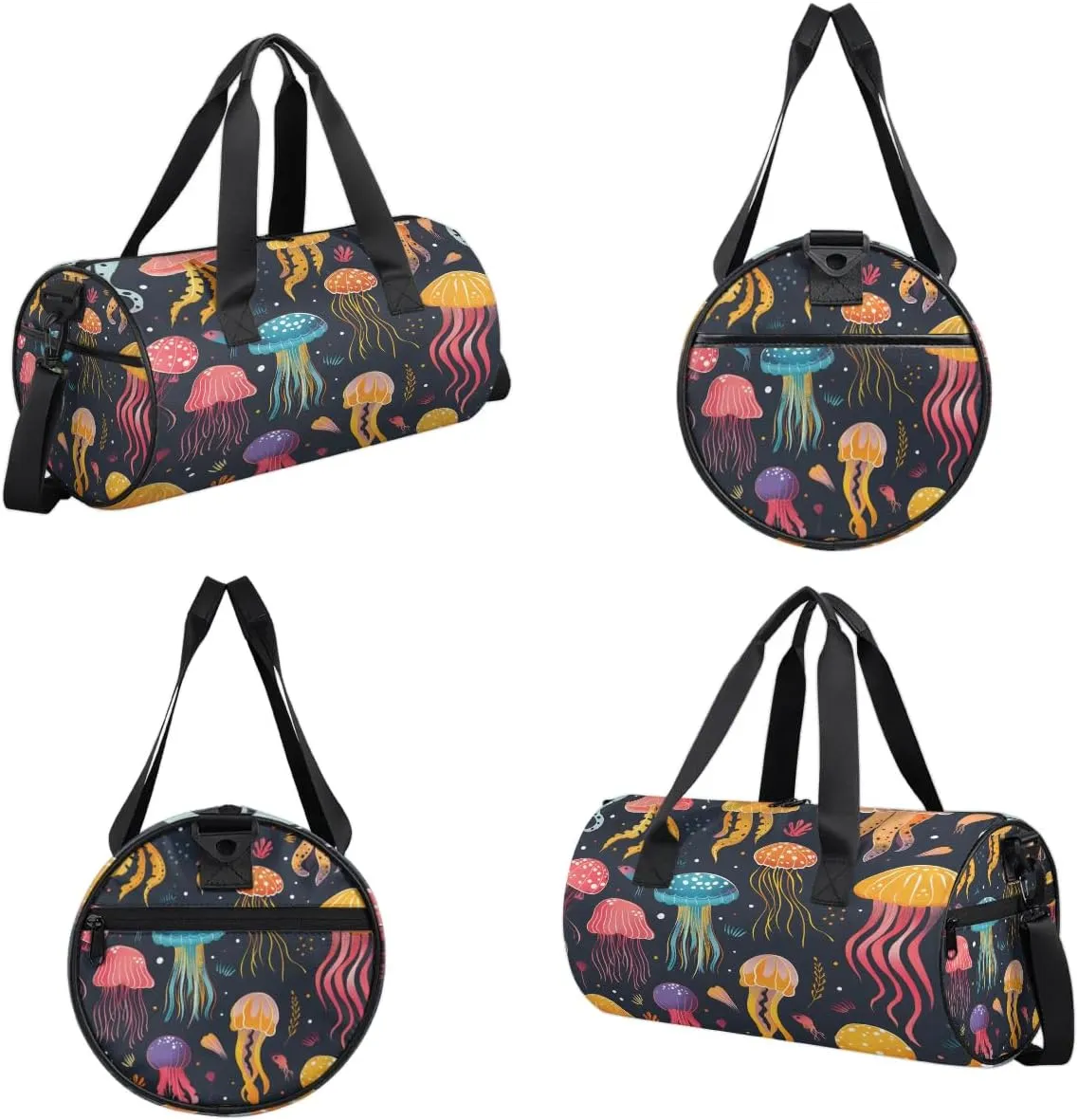 Gym Bags for Men Women Cute Jellyfish Sports Duffel Bags Carry On Travel Duffle Bag with Detachable Adjustable Shoulder Strap Overnight Weekender Bag