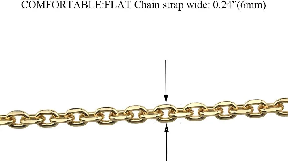 HAHIYO Mini Pochette Purse Chain Strap Thin Wide 6mm for LV Length 59.1 inches Thick 2mm Shiny Gold for Shoulder Cross Body Sling Handbag Wallet Clutch Comfortable Flat Metal Strap 1 Pack