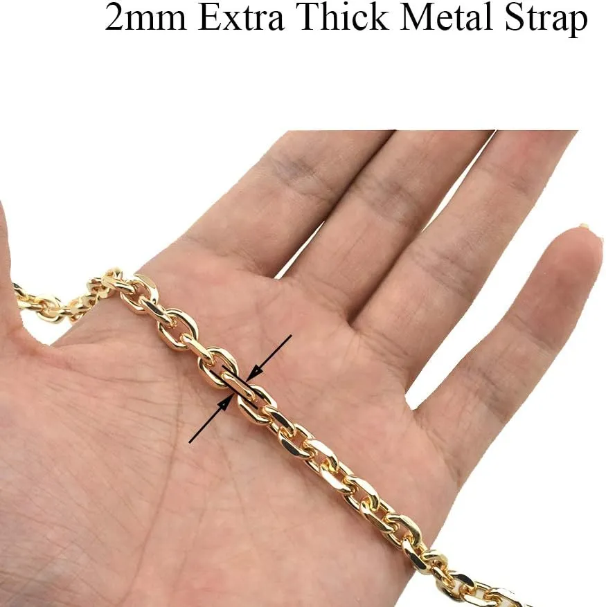 HAHIYO Mini Pochette Purse Chain Strap Thin Wide 6mm for LV Length 59.1 inches Thick 2mm Shiny Gold for Shoulder Cross Body Sling Handbag Wallet Clutch Comfortable Flat Metal Strap 1 Pack