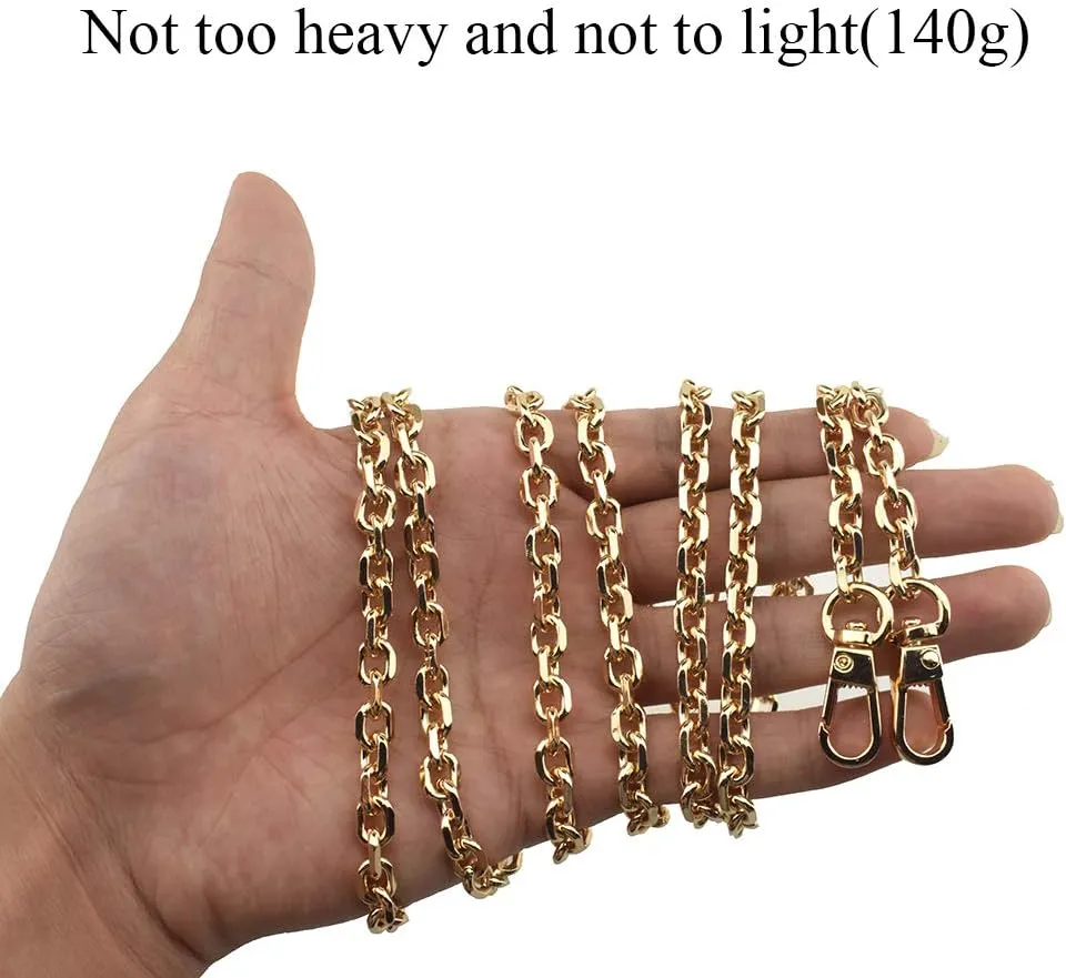 HAHIYO Mini Pochette Purse Chain Strap Thin Wide 6mm for LV Length 59.1 inches Thick 2mm Shiny Gold for Shoulder Cross Body Sling Handbag Wallet Clutch Comfortable Flat Metal Strap 1 Pack