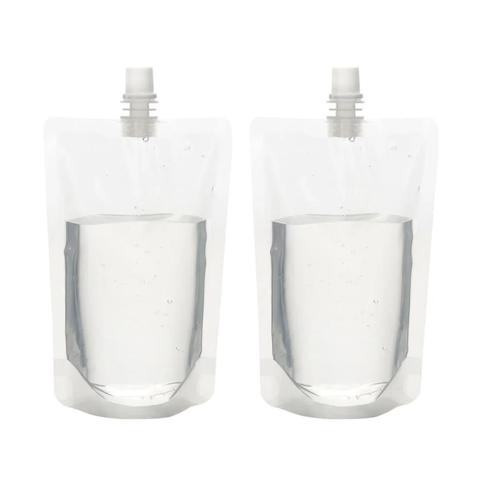 HANABASS 50 Pcs Juice Pouches Reusable Plastic Flasks Squeeze Pouches Clear Disposable Drink Bags Leak Proof Bags For Travel Outdoor (6.7oz)