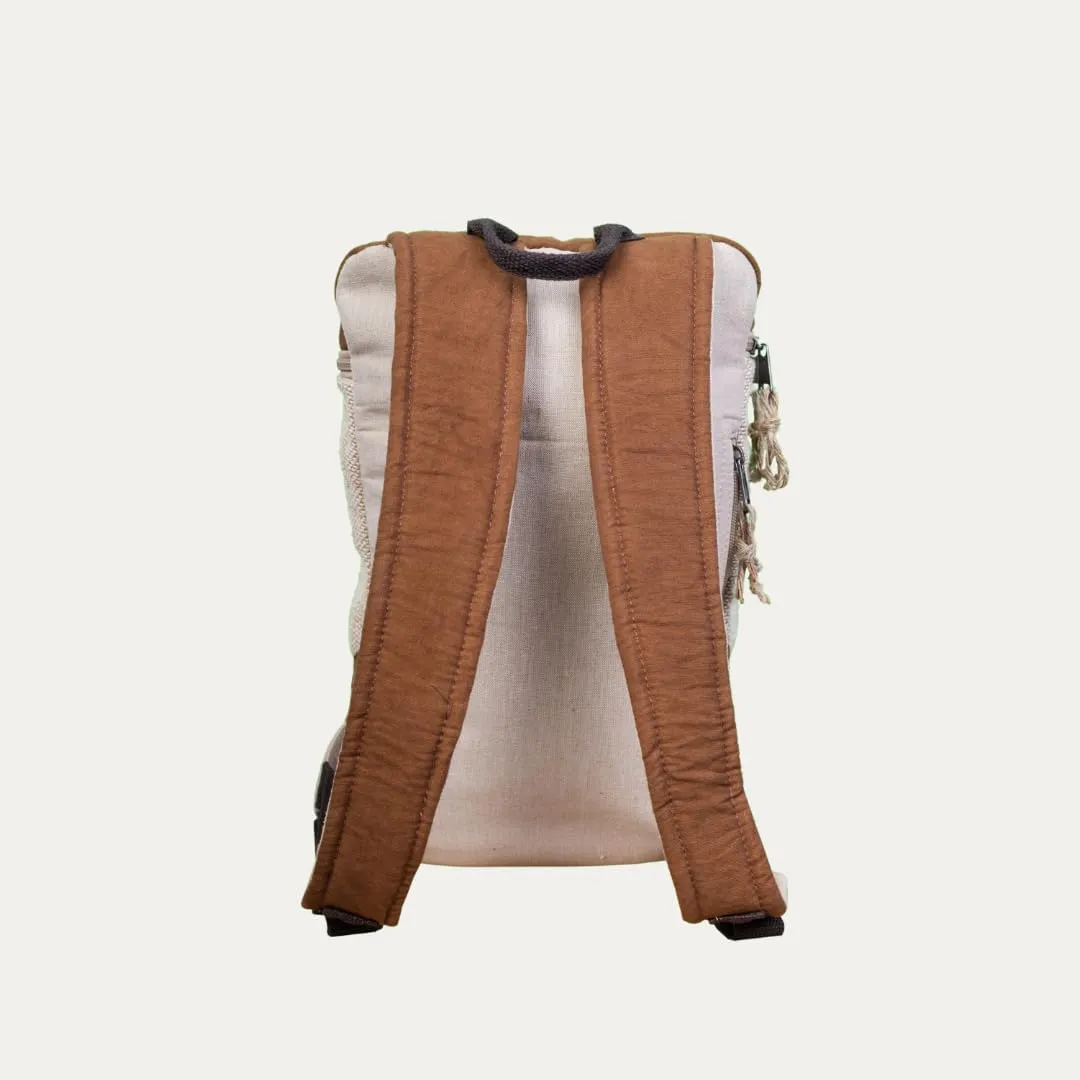 Handcrafted Hemp Backpack with Cotton Lining, Spacious Multi-Pocket Daypack for Work, Hiking, Beige Color – Durable and Stylish Travel Backpack for Men & Women