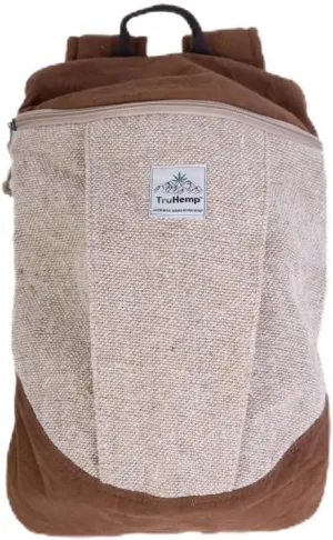 Handcrafted Hemp Backpack with Cotton Lining, Spacious Multi-Pocket Daypack for Work, Hiking, Beige Color – Durable and Stylish Travel Backpack for Men & Women