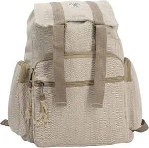 Handmade Beige Laptop Backpack - Pure Hemp Bookbag for Work, Day Hiking & Travel - Lightweight, 5 Compartments for Everyday Accessories