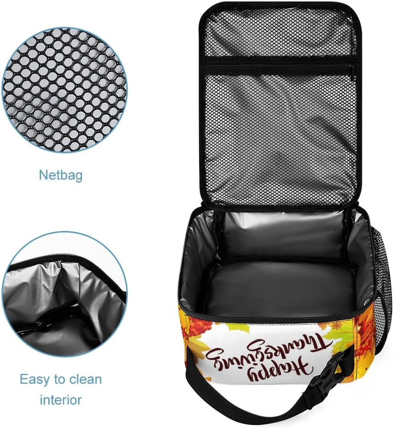 Happy Thanksgiving Foliage Backpack Portable Meal Bag, Stationery Bag Set, Sturdy And Durable