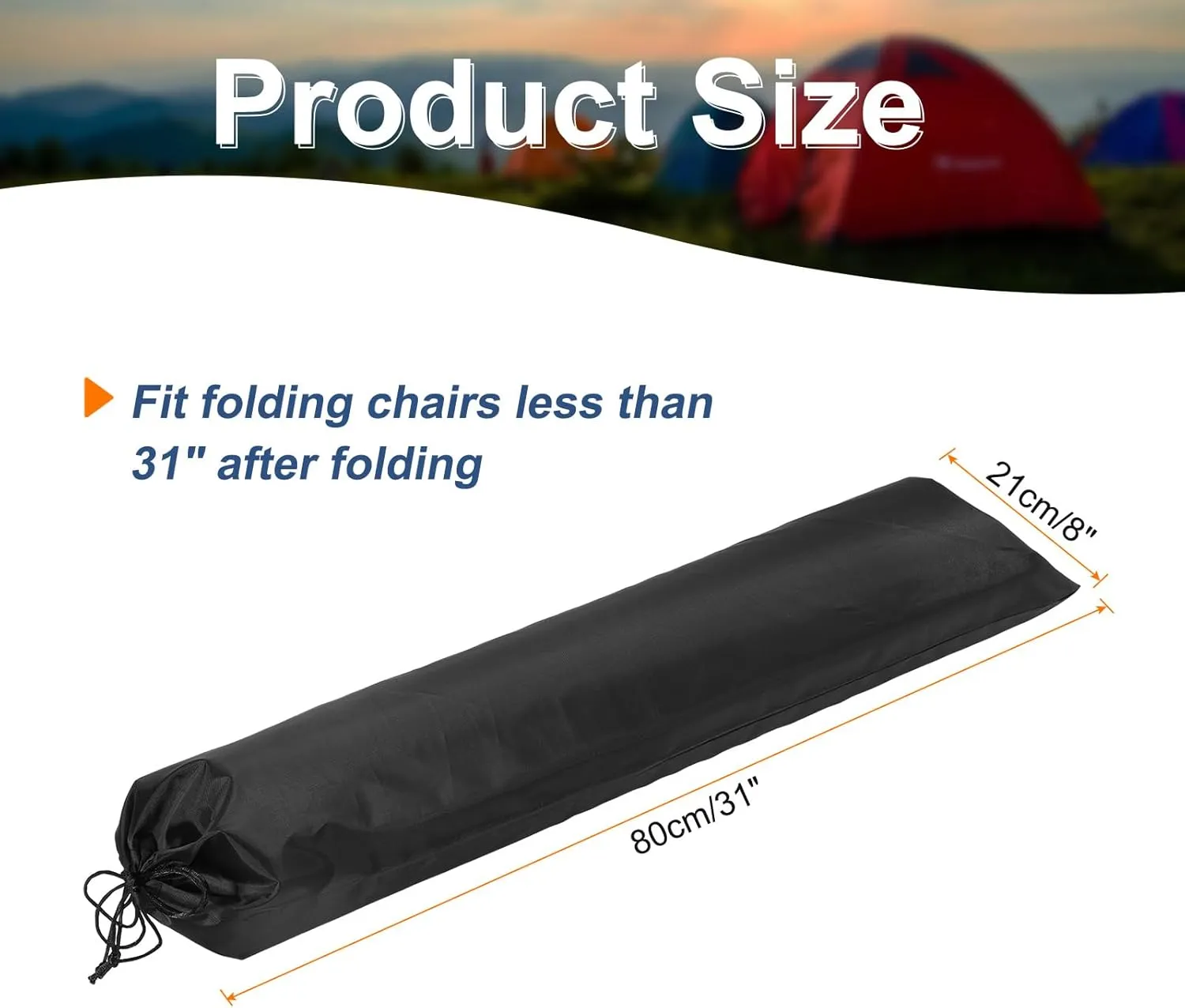 HARFINGTON 2pcs Camp Chair Replacement Bag 31" x 8" Large Nylon Foldable Carrying Bag Outdoors Folding Chair Cover Tripod Case with Shoulder Strap for Outdoor Camping Sports, Black