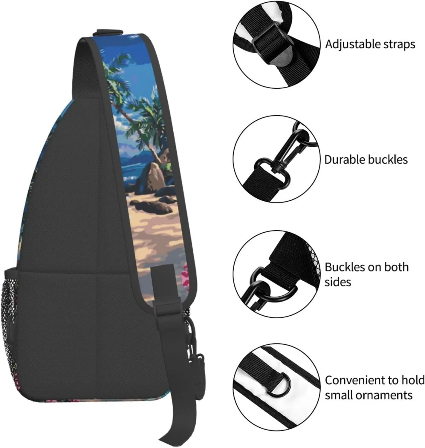 Hawaii Tropical Palm Tree Sling Bag Women Men Backpack Crossbody Bag Travel Hiking Casual Daypack