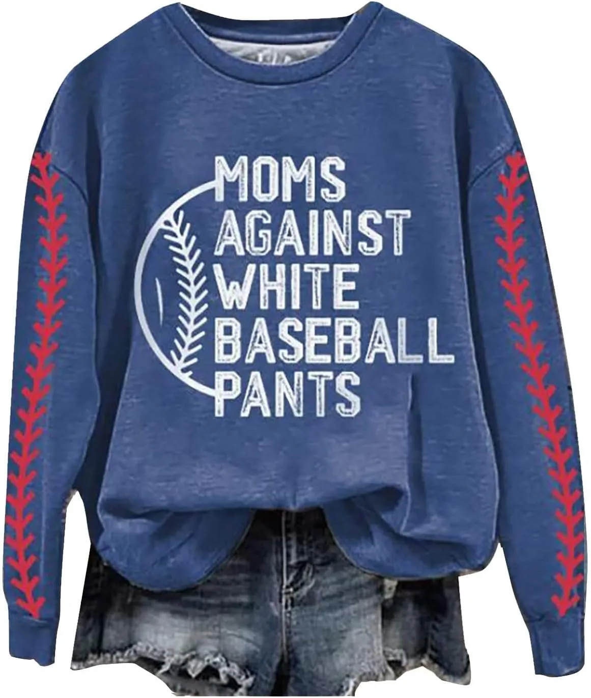 Heevina Baseball Mom Sweatshirt For Women Moms Against White Baseball Pants Printed Crewneck Pullover 2025