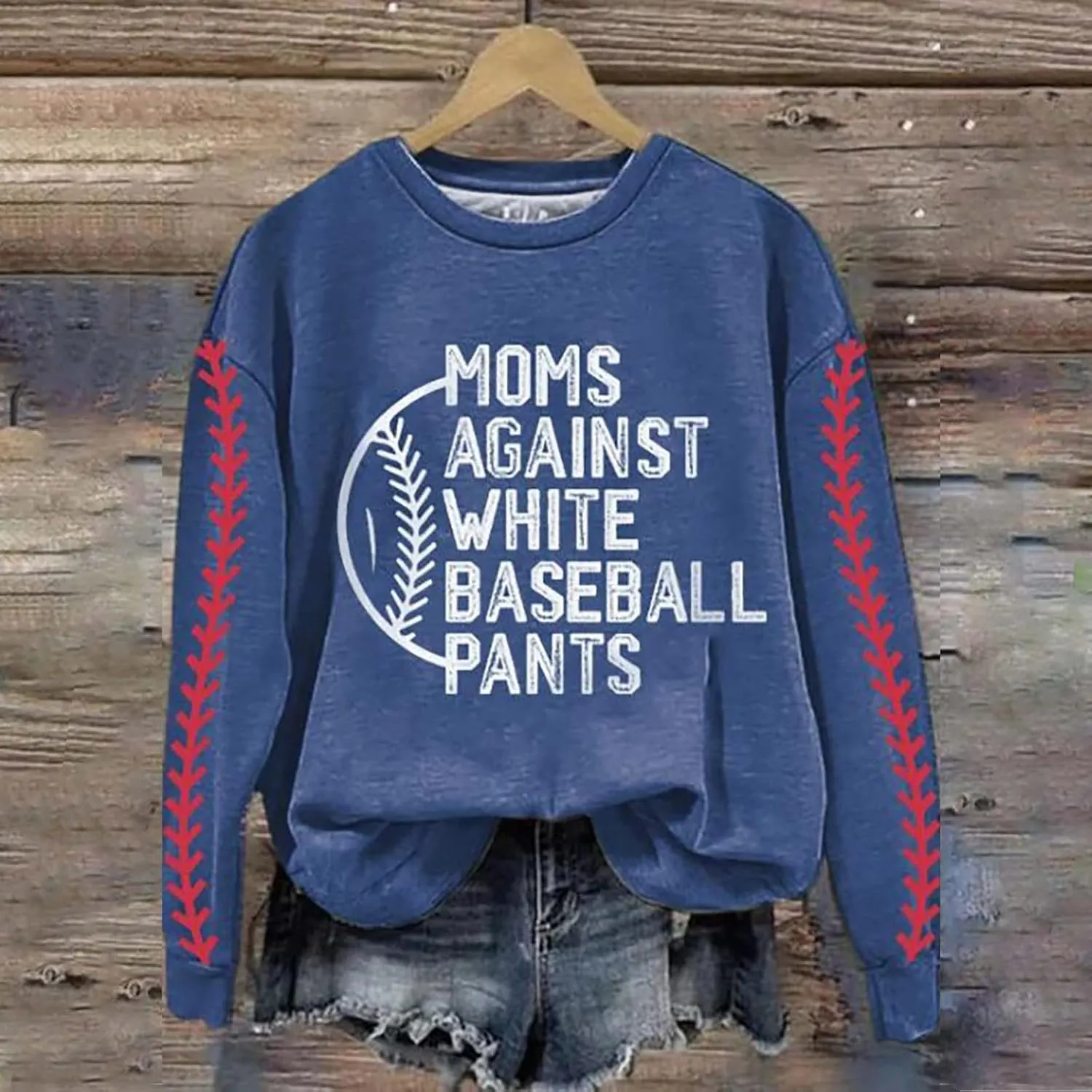 Heevina Baseball Mom Sweatshirt For Women Moms Against White Baseball Pants Printed Crewneck Pullover 2025