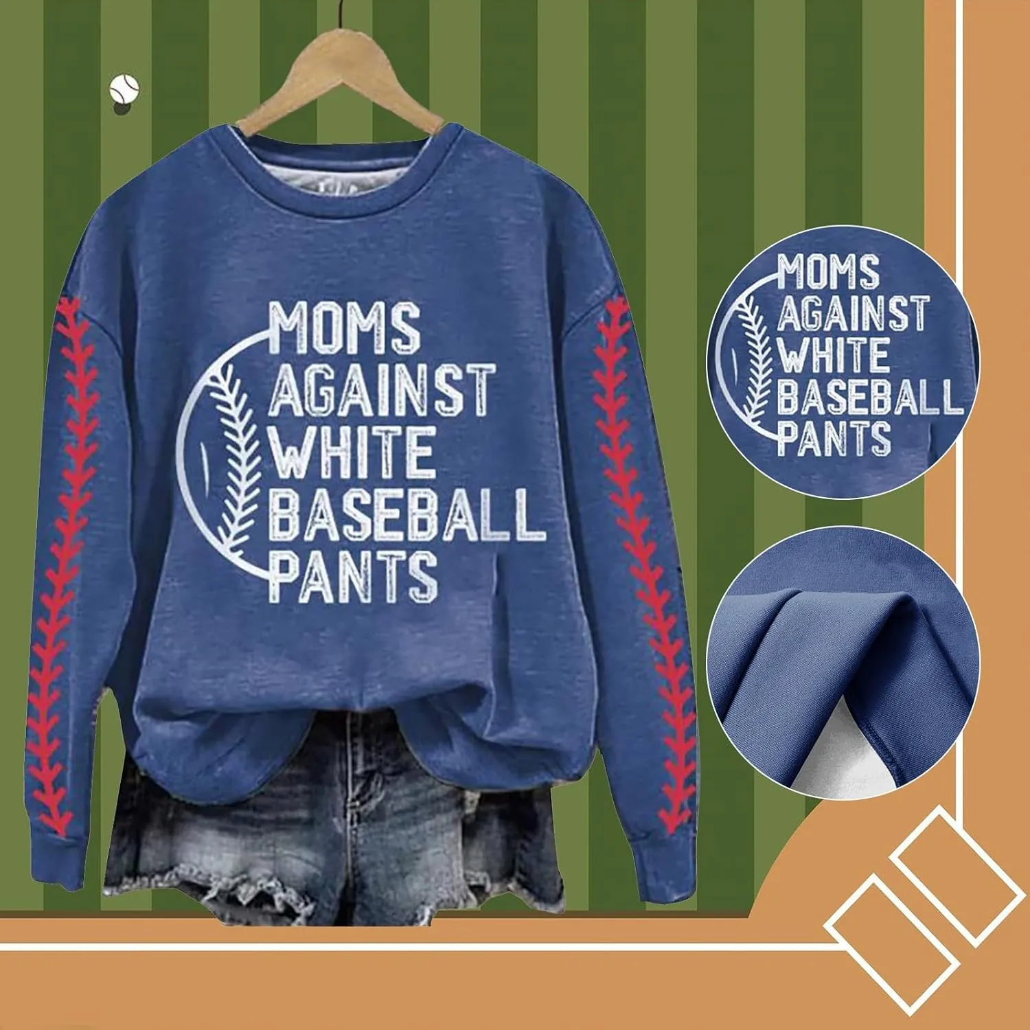Heevina Baseball Mom Sweatshirt For Women Moms Against White Baseball Pants Printed Crewneck Pullover 2025