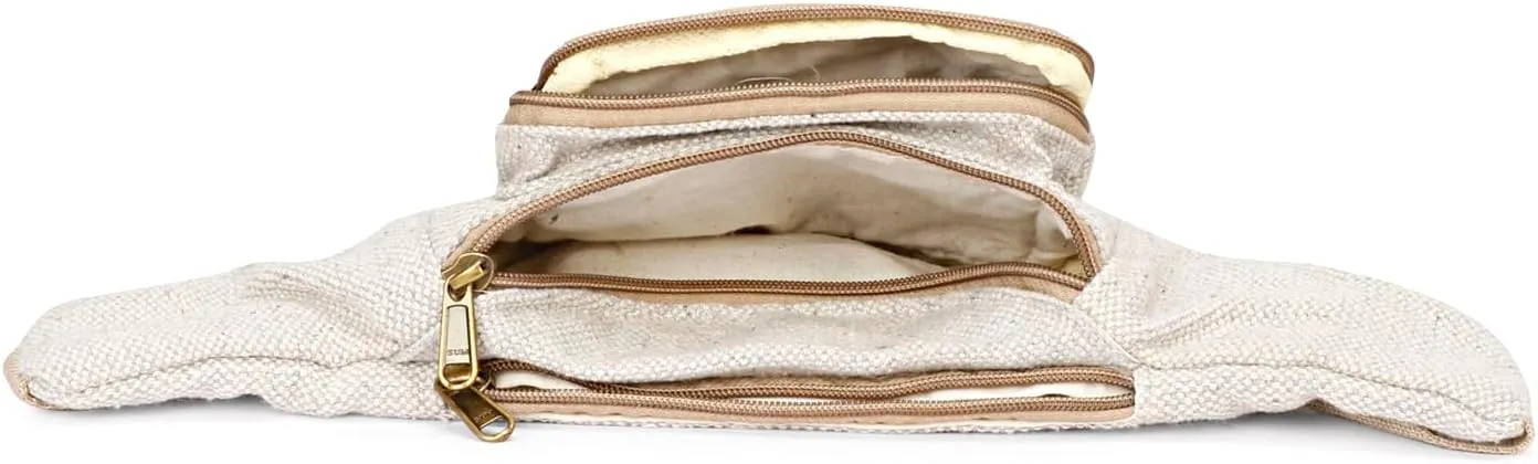 Hemp Fanny Pack For Men & Women,Adjustable Waist and Multiple Pockets,Waist Bag & for all purpose (Grey)
