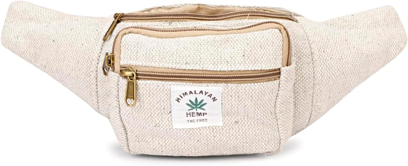 Hemp Fanny Pack For Men & Women,Adjustable Waist and Multiple Pockets,Waist Bag & for all purpose (Grey)