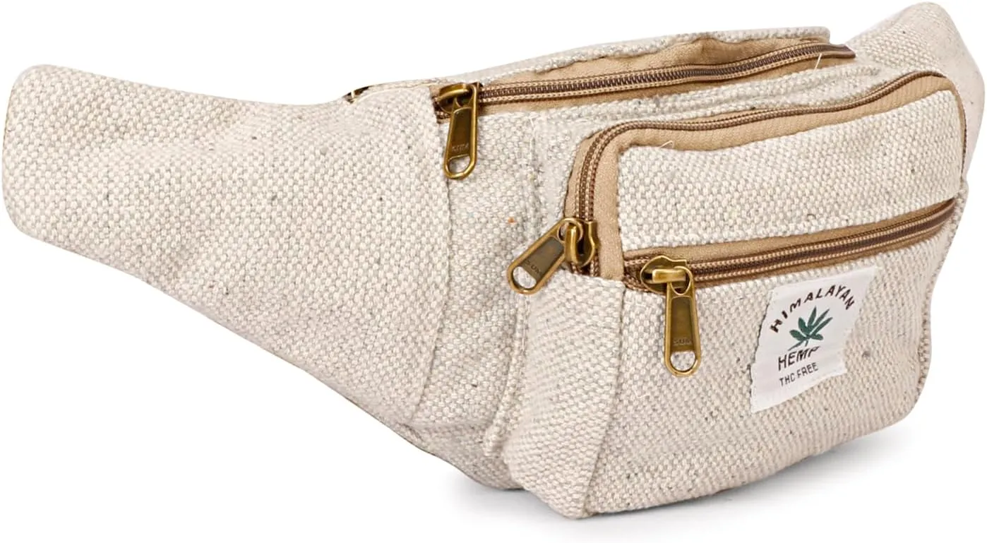 Hemp Fanny Pack For Men & Women,Adjustable Waist and Multiple Pockets,Waist Bag & for all purpose (Grey)