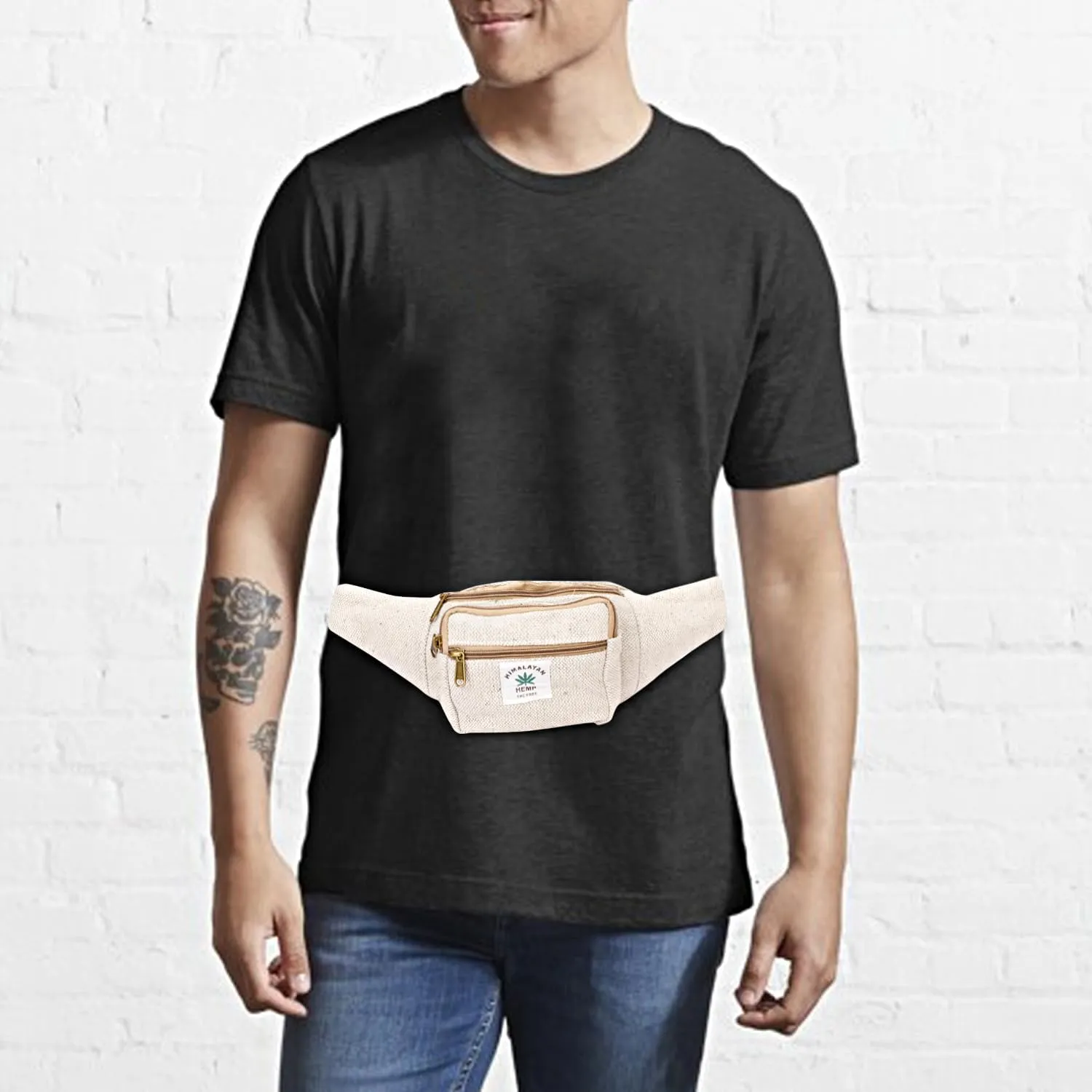 Hemp Fanny Pack For Men & Women,Adjustable Waist and Multiple Pockets,Waist Bag & for all purpose (Grey)