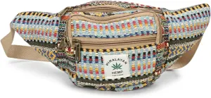 Hemp Fanny Pack,Adjustable Waist and Multiple Pockets,Waist Bag & for all purpose (Multi Light Blue)