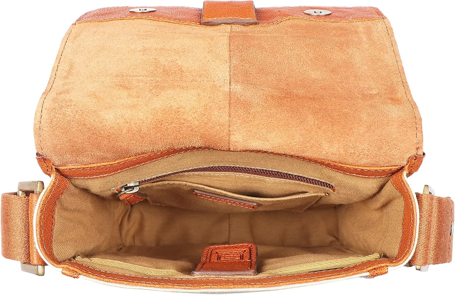 Hidesign Aiden Genuine Leather & Canvas Mini Crossbody Unisex Messenger Bag 10.5" iPad White
